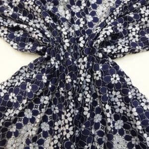 Lace Fabric French Cluney Lace Navy White