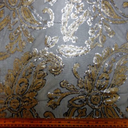 Sequin Fabric On Mesh Lace Old Kent Road Orchid Black Gold Silver