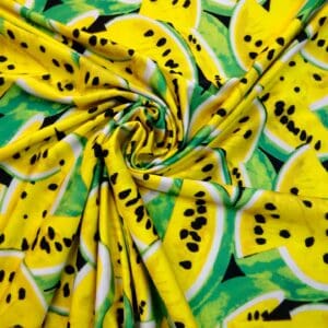 Lycra Patterned Fabric Melons Yellow