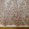 Lace Fabric With Rhinestone Sequin Double Scalloped Dusky Mink