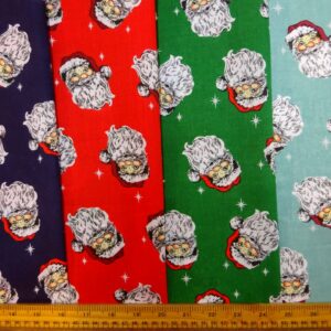 Christmas Polyester Cotton Fabric Classic Santa