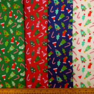 Christmas Polyester Cotton Fabric Christmas Jamboree