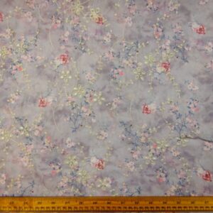 Polycotton Fabric Broderie Anglais Printed Alpine Mauve