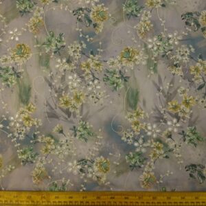 Polycotton Fabric Broderie Anglais Printed Alpine Teal