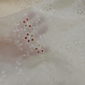 Polycotton Fabric Broderie Anglais Ivory