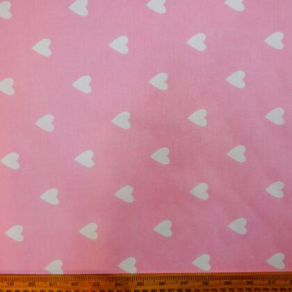 Canvas Fabric Cotton Hearts Pink