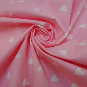 Canvas Fabric Cotton Hearts Pink
