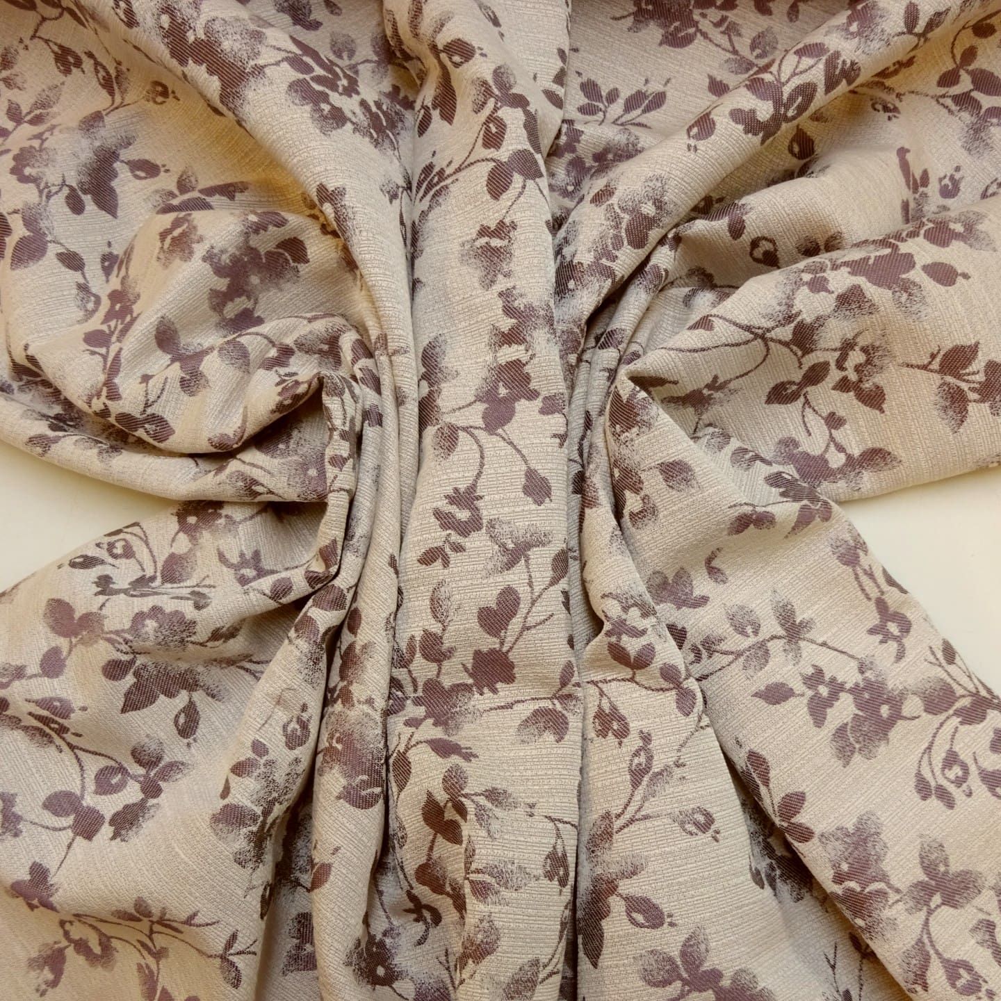 Curtain Fabric Beaumont Floral Dusky Violet Cream