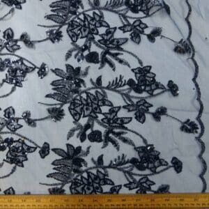 Sequinned Net Fabric Burlesque Hottie Navy Black