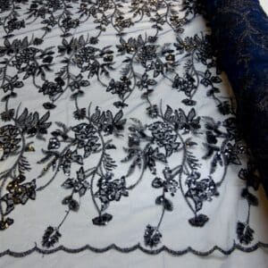 Sequinned Net Fabric Burlesque Hottie Navy Black
