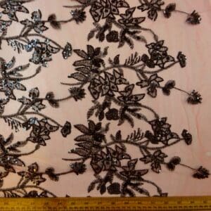 Sequinned Net Fabric Burlesque Hottie Coral Black