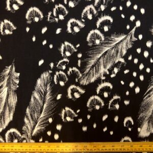 Linen Look Suiting Fabric Navajo Feather Black Beige