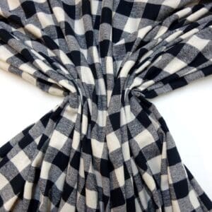 Tartan Fabric Brushed Cotton Flannel Lumber Jack Check Black
