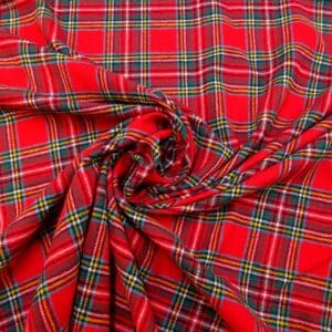 Tartan Fabric Brushed Cotton Flannel Check Royal Stuart Red