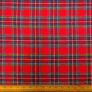 Tartan Fabric Brushed Cotton Flannel Check Royal Stuart Red