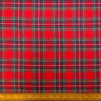 Tartan Fabric Brushed Cotton Flannel Check Royal Stuart Red