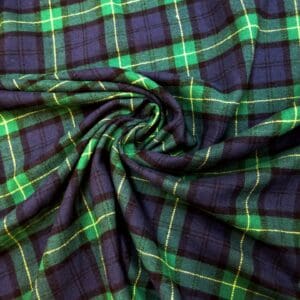 Tartan Fabric Brushed Cotton Flannel Check Black Watch Navy