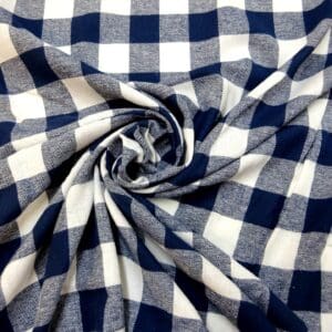 Tartan Fabric Brushed Cotton Flannel Lumber Jack Check Navy