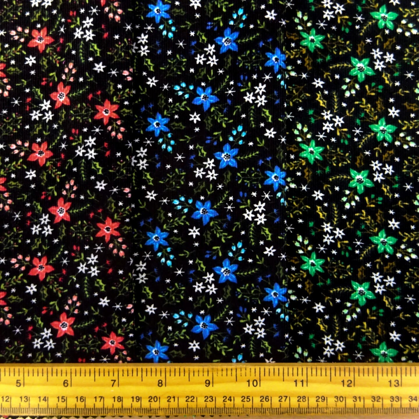 Corduroy Fabric Skinny Rib Floral Edelweiss