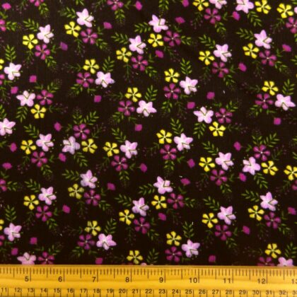 Corduroy Fabric Skinny Rib Floral Fairy Foxglove Mauve