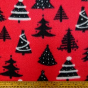 Polar Fleece Fabric Christmas Trees Red