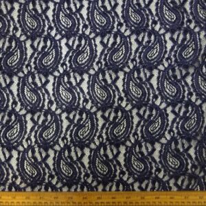 Lace Fabric Tone On Tone Bouclé Teardrop Navy