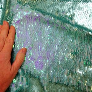 Sequin Fabric On Net Reversible Flip Jade Mother Of Pearl