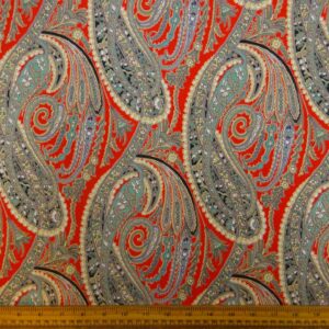 T-Shirting Fabric Paisley Paradise Red