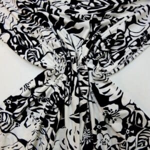 T-Shirting Fabric Monochrome Leaf Black White