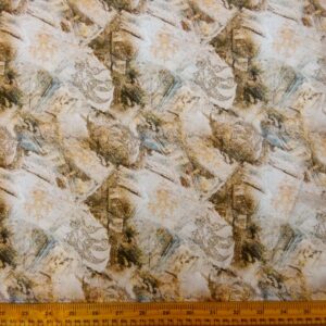 Viscose Fabric Abstract Coffee Mellows Beige Taupe