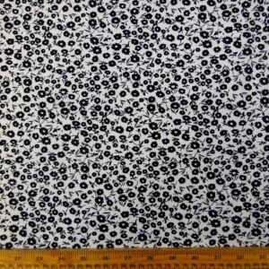 Viscose Fabric Floral Monochrome Pansy Black White