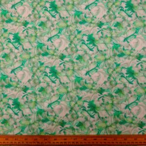 Viscose Fabric Floral Cornflowers Emerald