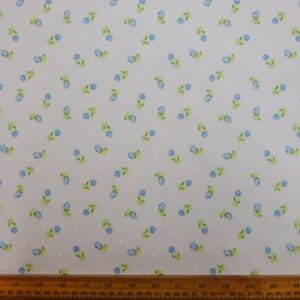 Polyester Cotton Fabric Floral Tipsey Tulips Blue