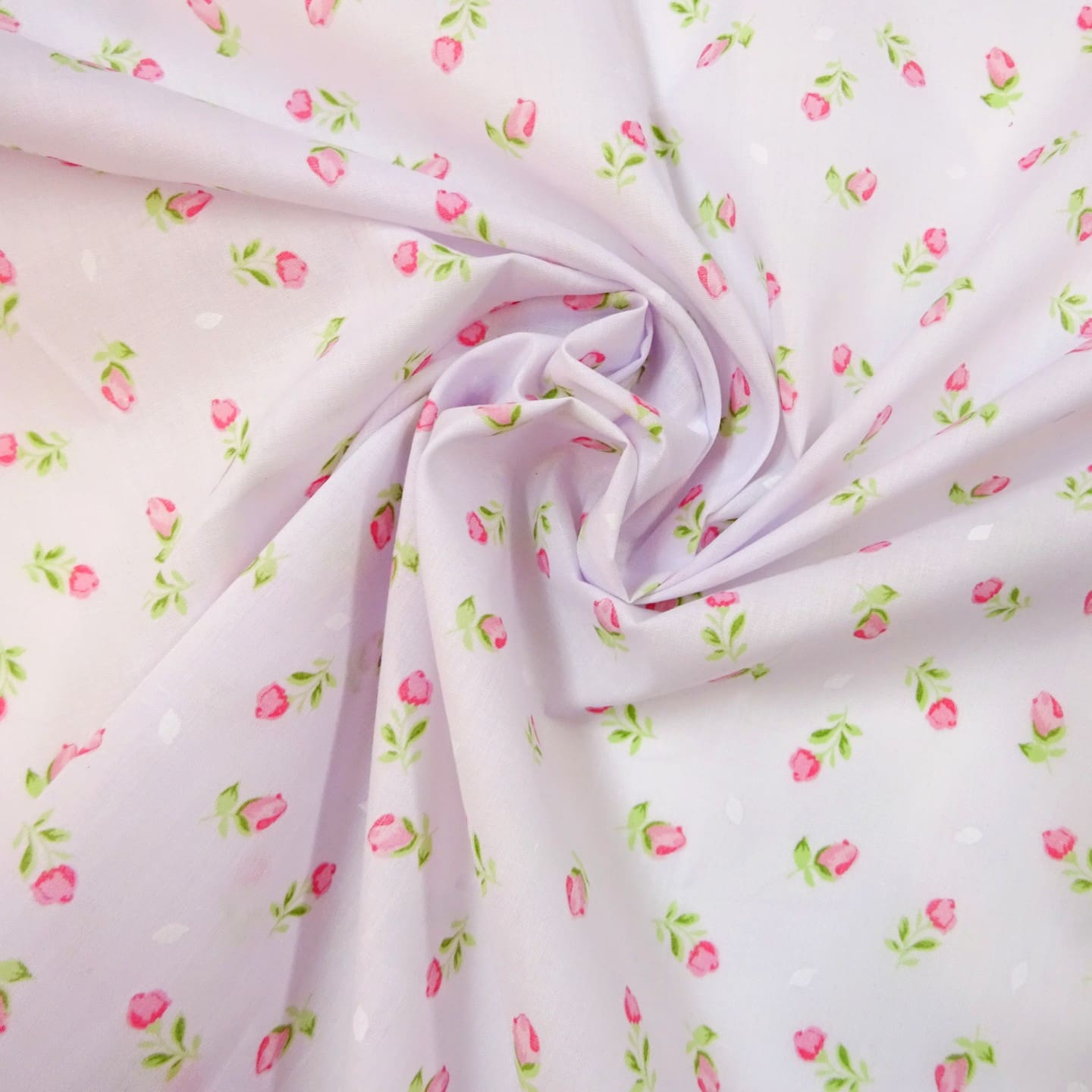 Polyester Cotton Fabric Floral Tipsey Tulips Pink
