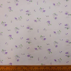 Polyester Cotton Fabric Stock Fleur Lilac White
