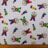 Polyester Cotton Fabric Juggling Clowns Multi White