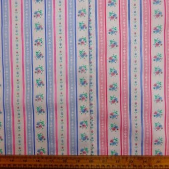 Polyester Cotton Fabric Floral Regency Stripe