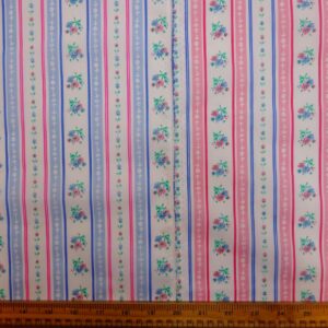 Polyester Cotton Fabric Floral Regency Stripe