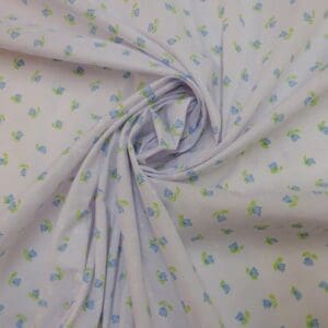 Polyester Cotton Fabric Floral Tipsey Tulips Blue