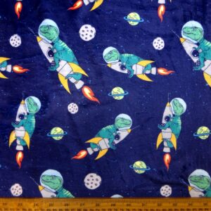 Fleece Fabric Soft Huggable Dino Rockets Navy