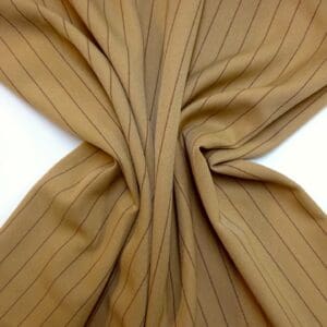 Suiting Fabric 2cm Brown Pin Stripe On Camel