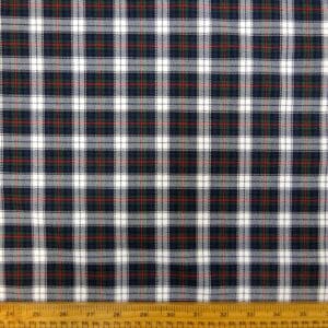 Tartan Fabric Twill Scottish Highlands Ivory Green Navy