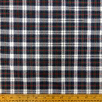 Tartan Fabric Twill Scottish Highlands Ivory Green Navy