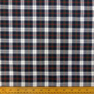 Tartan Fabric Twill Scottish Highlands Ivory Green Navy
