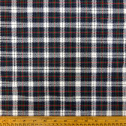 Tartan Fabric Twill Scottish Highlands Ivory Green Navy