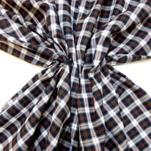 Tartan Fabric Twill Scottish Highlands Ivory Green Navy