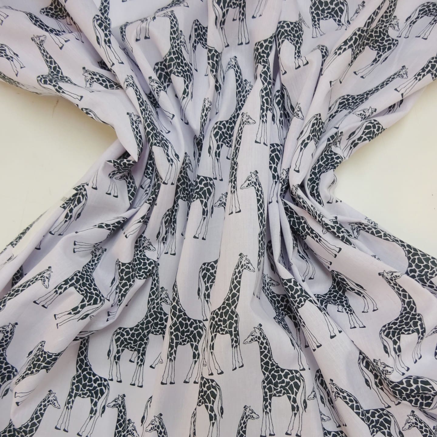 Polyester Cotton Fabric Funky Giraffe White