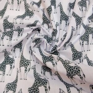 Polyester Cotton Fabric Funky Giraffe White