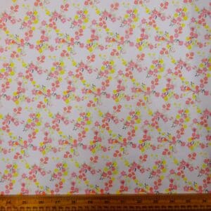 Polyester Cotton Fabric Floral Bobby Bouquet White