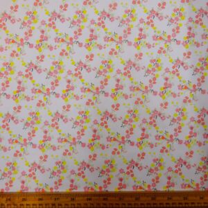 Polyester Cotton Fabric Floral Bobby Bouquet White